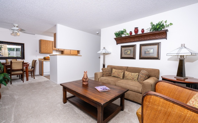living room with a couch and coffee table